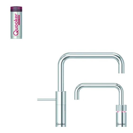 Quooker TWINTAPS Nordic Square + Pro 3, Chroom