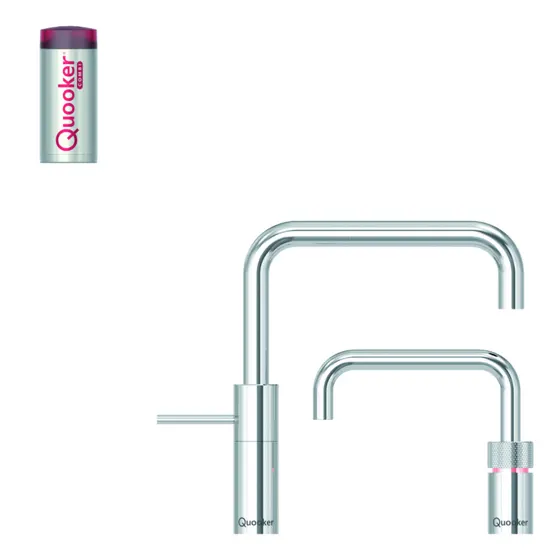 Quooker TWINTAPS Nordic Square + Combi+ 2.2, Chroom