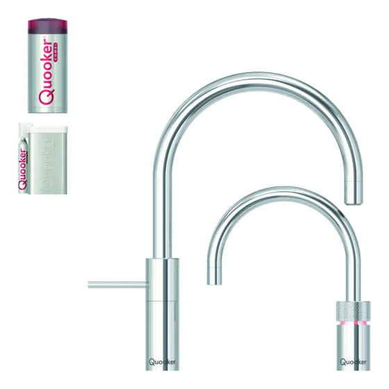 Quooker Twintaps Round Combi + Cube, Chroom