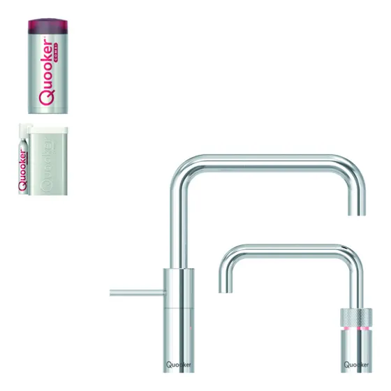 Quooker Twintaps square Combi & Cube, Chroom